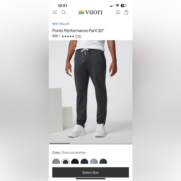 Vuori | Ponto Performance Pant | 30” - Picture 2 of 9